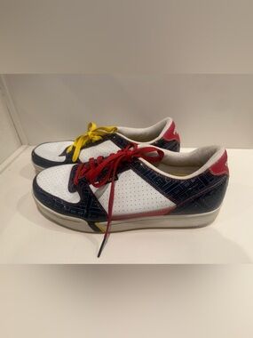 Men's White Sneakers with Red and Yellow Accents